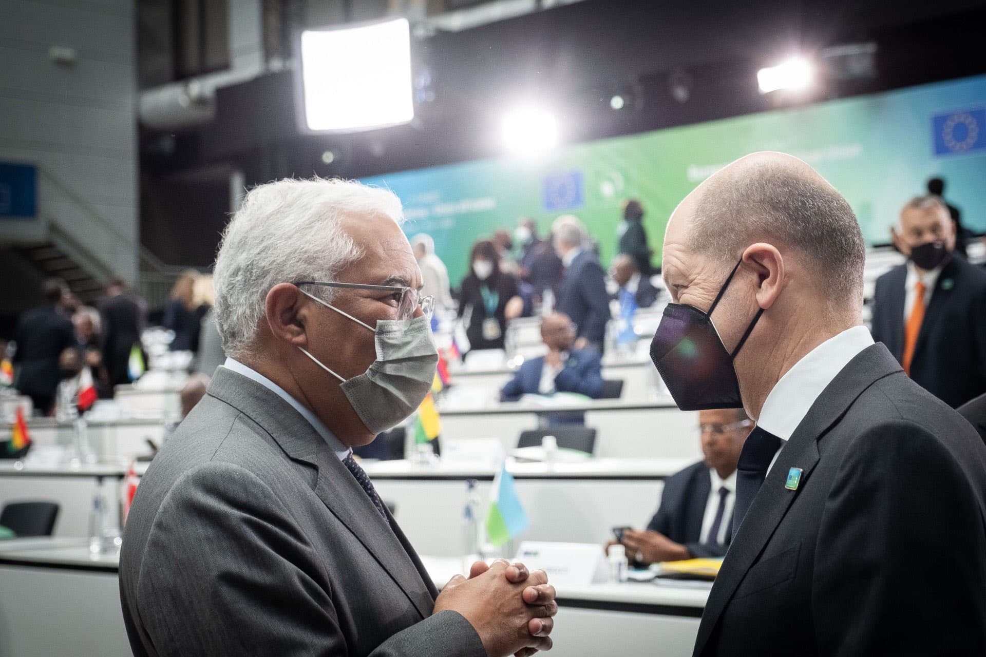 Primeiro-Ministro António Costa com o Chanceler alemão, Olaf Scholz na cimeira entra a União Europeia e a União Africana, Bruxelas, 18 fevereiro 2022