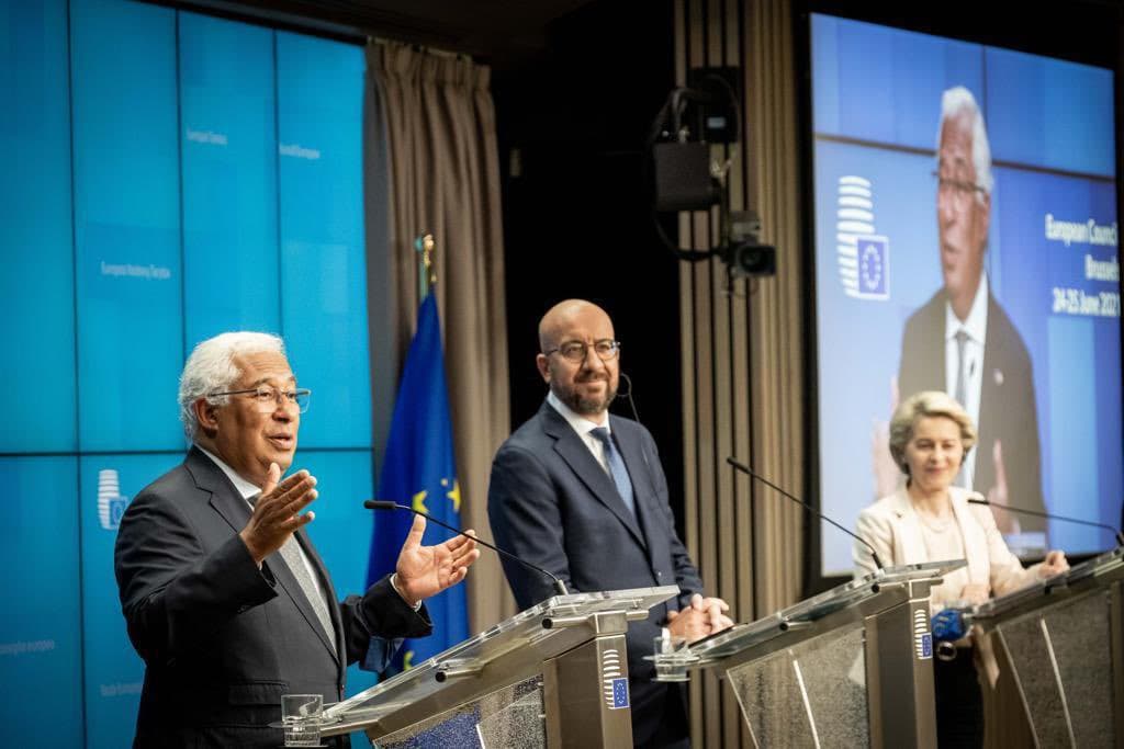 Primeiro-Ministro, António Costa, na conferência de imprensa após o último Conselho Europeu do semestre da Presidência Portuguesa da UE, Bruxelas, 25 junho 2021