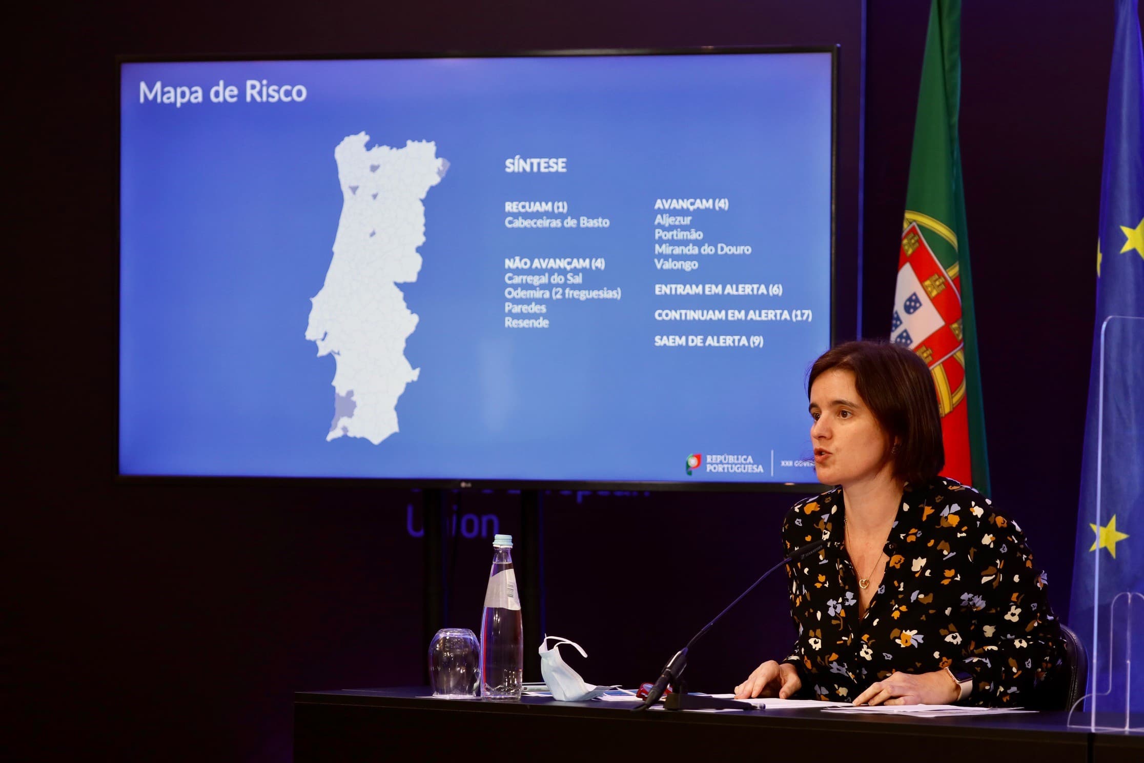Ministra de Estado e da Presidência, Mariana Vieira da Silva, durante a conferência de imprensa após o Conselho de Ministros, Lisboa, 6 maio 2021 (Foto: João Bica)