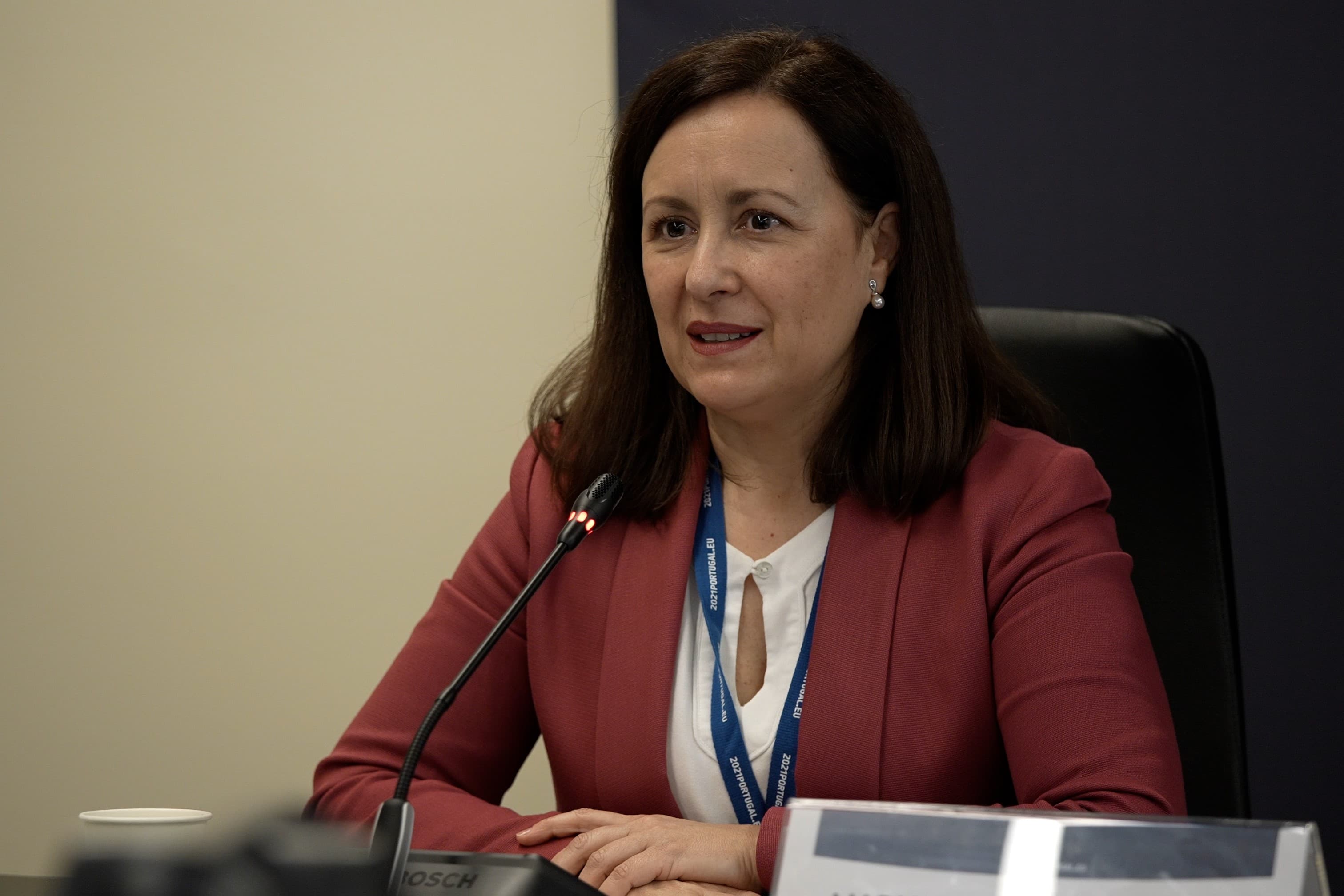 Secretária de Estado da Inovação e da Modernização Administrativa, Maria de Fátima Fonseca, no segundo dia do Fórum «Accessible Europe: ICT 4 ALL», 24 março 2021 (Foto: Presidência Portuguesa do Conselho da União Europeia)