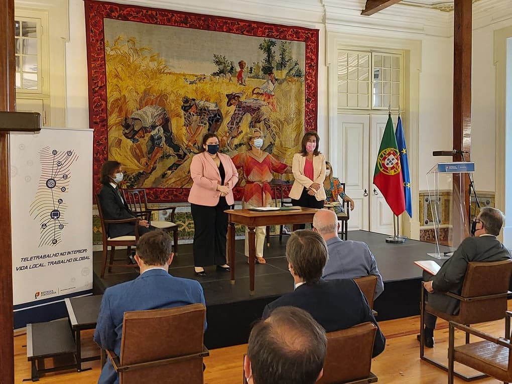 Ministras na cerimónia de alargamento da Rede Nacional de Teletrabalho e Coworking, Lisboa, 30 junho 2021