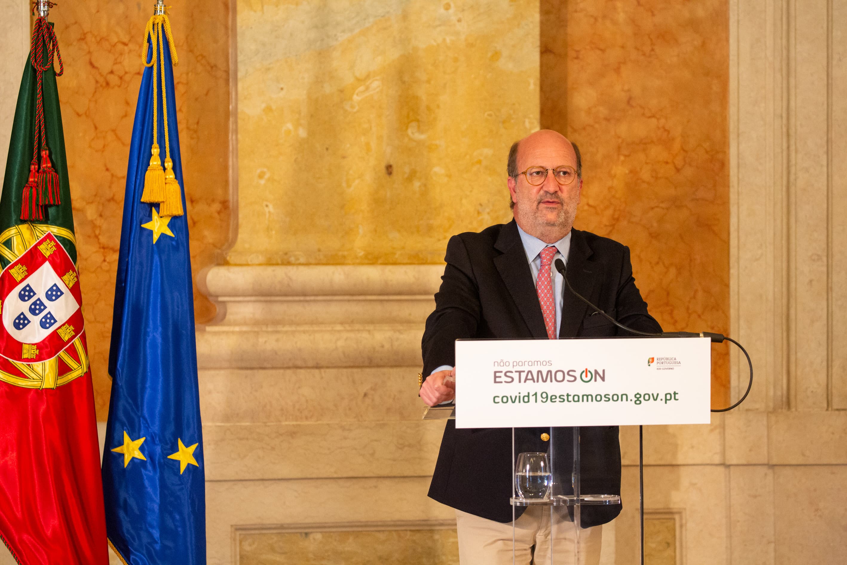Ministro do Ambiente e da Ação Climática na conferência de imprensa após a reunião do Conselho de Coordenação da Agência para a Gestão Integrada de Fogos Rurais, Lisboa, 11 maio 2020 (Foto: João Bica)