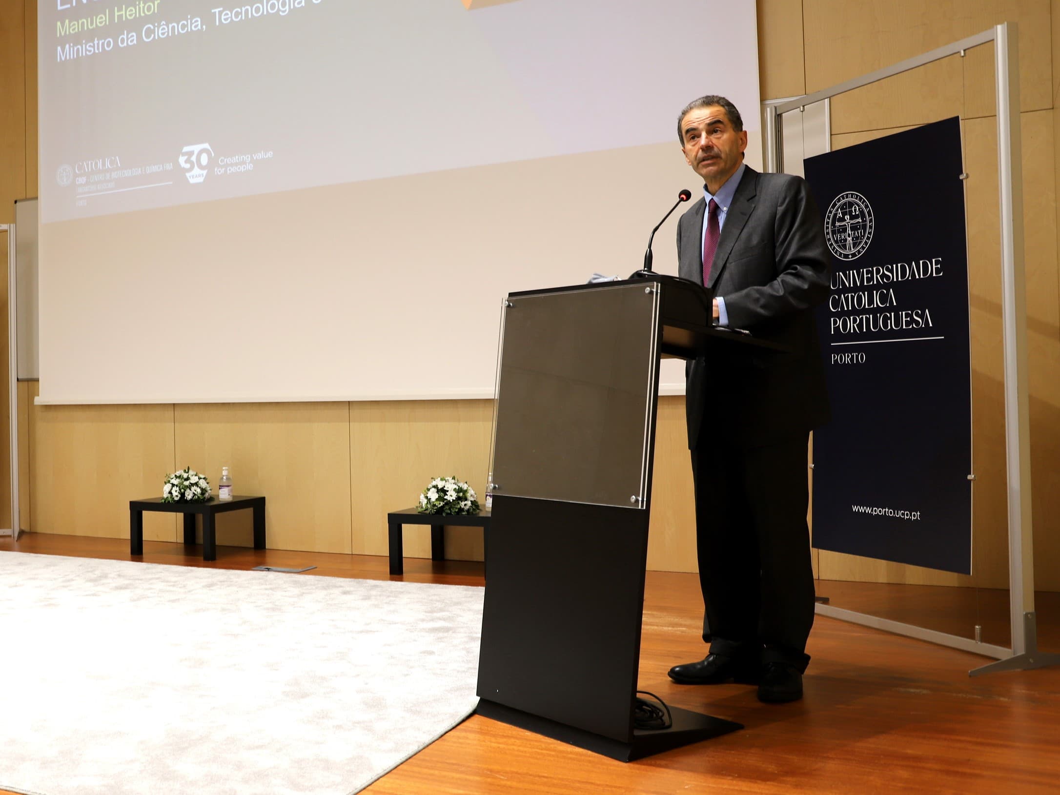 Ministro da Ciência, Tecnologia e Ensino Superior, Manuel Heitor, no 30.º aniversário do Centro de Biotecnologia e Química Fina da Universidade Católica do Porto, Porto , 24 novembro 2020