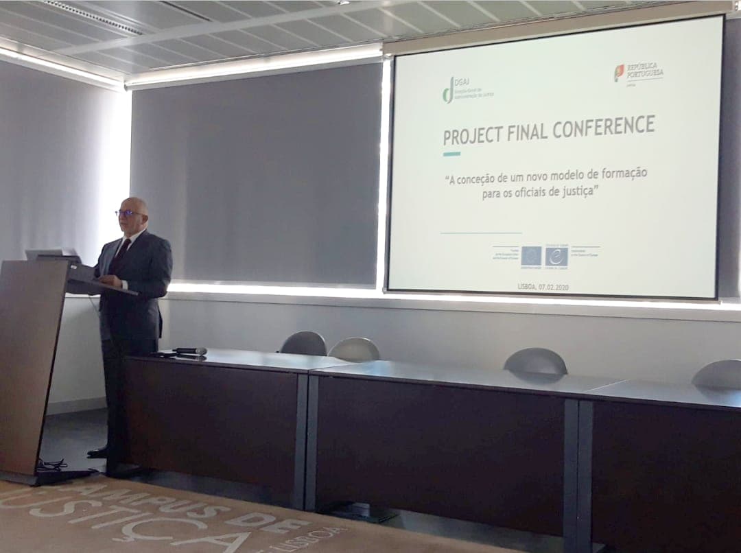 Secretário de Estado Adjunto e da Justiça, Mário Belo Morgado, na sessão de abertura da Project Final Conference, 7 fevereiro 2020