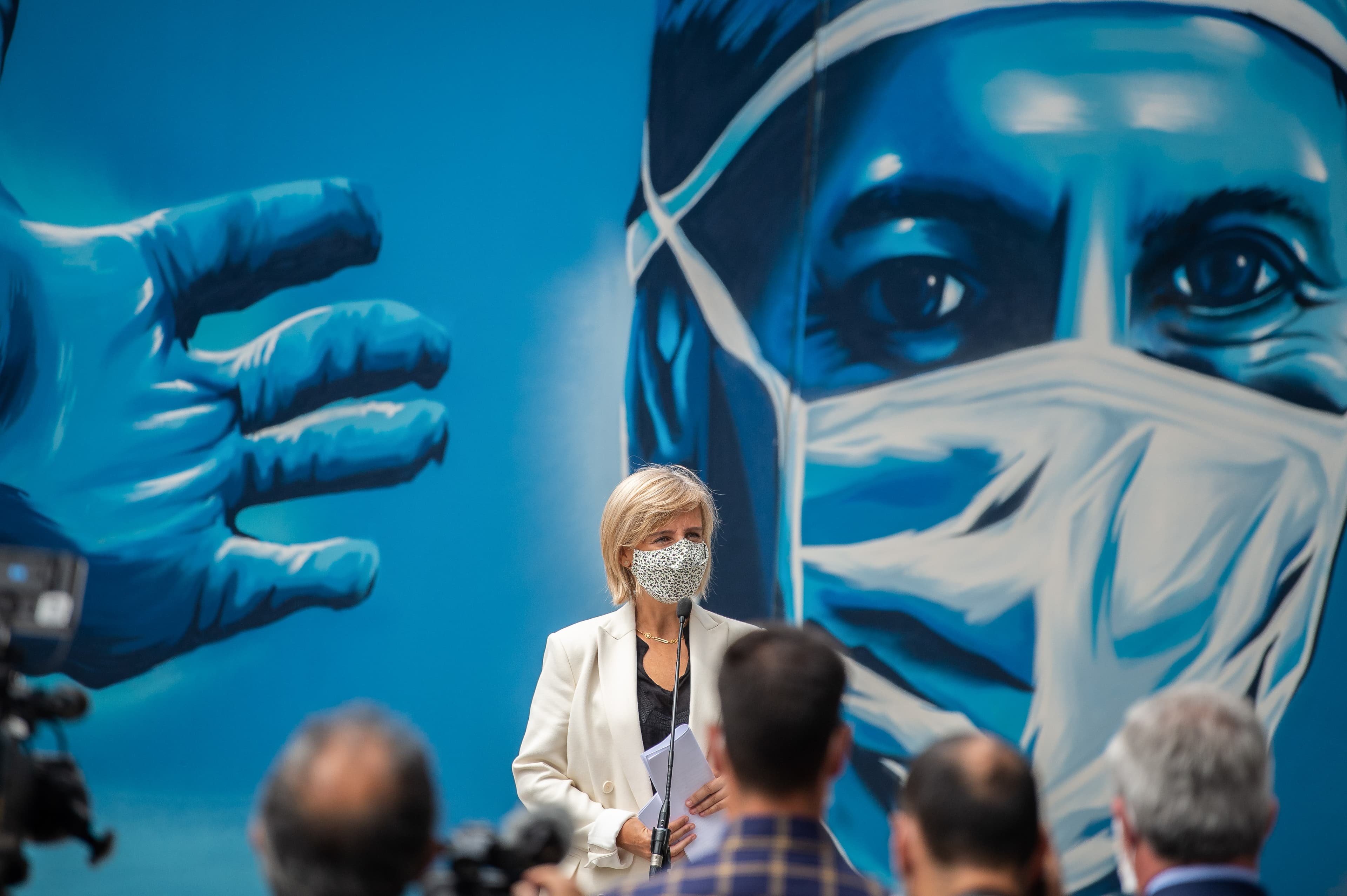 Ministra da Saúde, Marta Temido, durante a visita ao Centro Hospitalar de Vila Nova de Gaia/Espinho, 20 agosto 2020 (Foto: Rui Manuel Farinha/Lusa)
