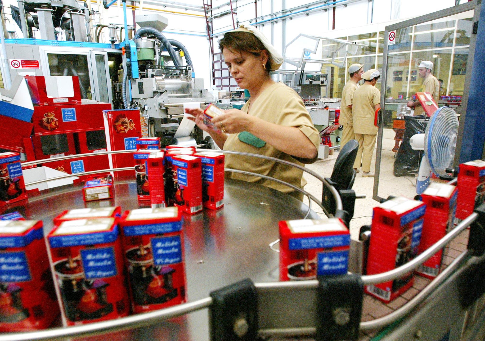Linha em embalagem de produtos alimentares