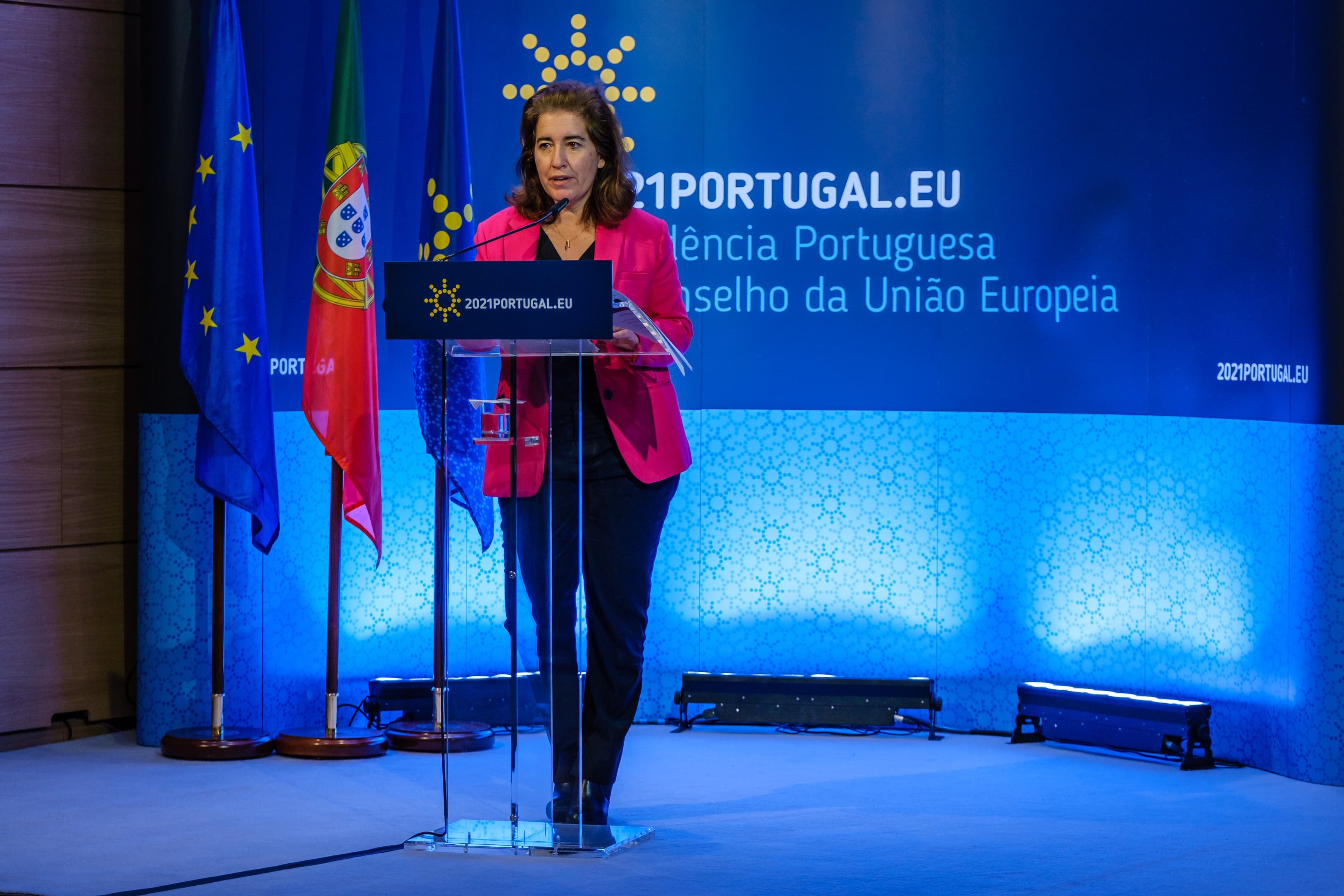 Ministra do Trabalho, Solidariedade e Segurança Social, Ana Mendes Godinho, na Conferência de Alto Nível «O Futuro do Trabalho», 9 março 2021 (Foto: Pedro Sá da Bandeira)