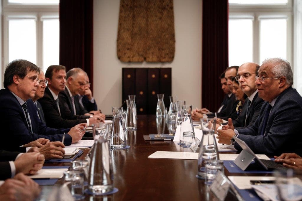 Primeiro-Ministro António Costa e Ministros Siza Vieira e Nelson de Souza na reunião com empresas de bens de equipamento, Lisboa,14 fevereiro 2022 (foto: Rodrigo Antunes/Lusa)