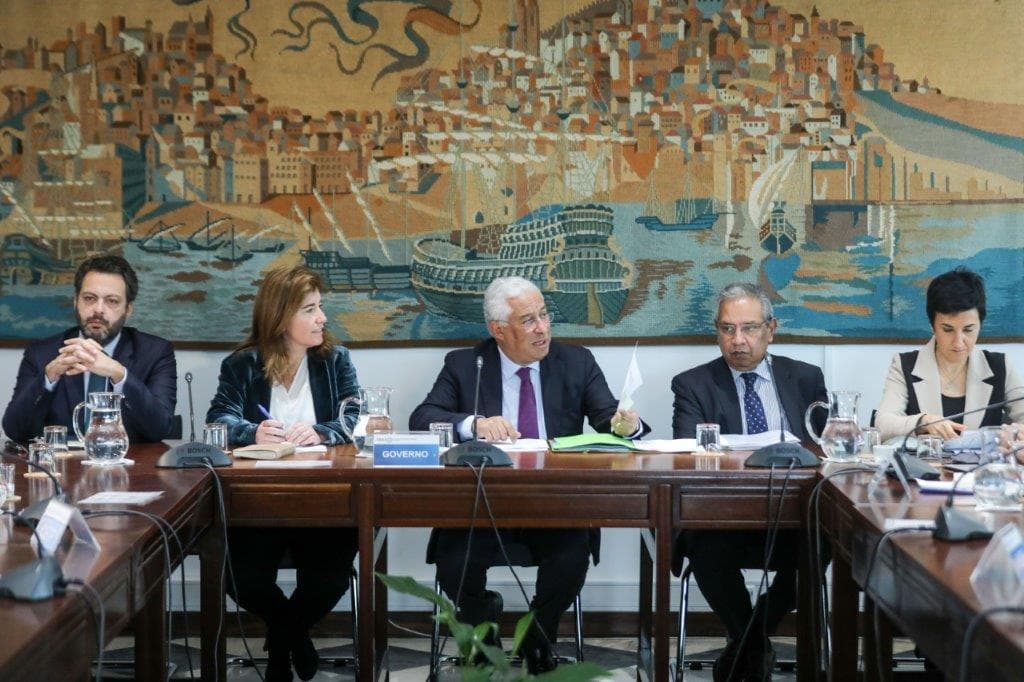 Primeiro-Ministro António Costa, Ministros Nelson de Souza, Ana Mendes Godinho e Maria do Céu Albuquerque, e Secretário de Estado Miguel Cabrita na Comissão Permanente de Concertação Social, Lisboa, 1 fevereiro 2020 (Foto: Miguel A. Lopes/Lusa)