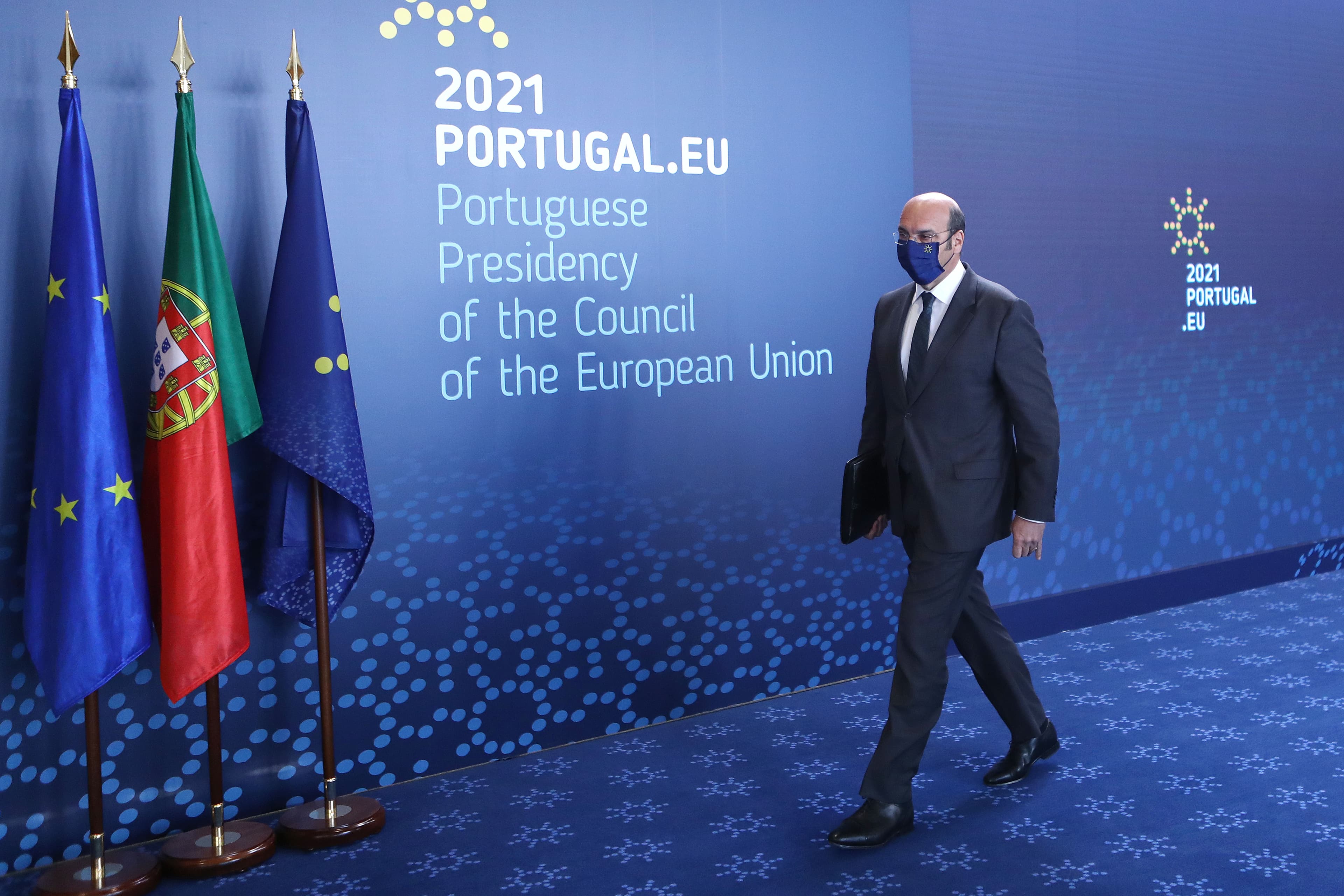 Ministro de Estado, da Economia e da Transição Digital, Pedro Siza Vieira, após a videoconferência informal dos Ministros da Competitividade da União Europeia, Lisboa, 22 março 2021 (Foto: António Pedro Santos/Lusa)