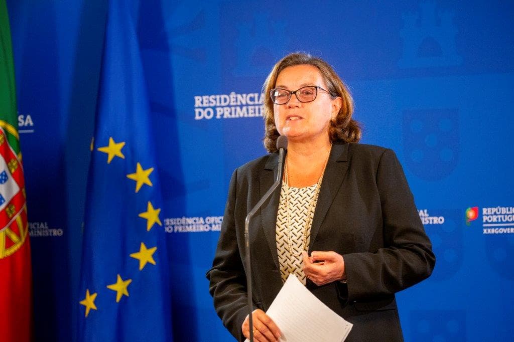 Secretária de Estado dos Assuntos Europeus, Ana Paula Zacarias, na conferência de imprensa após a Cimeira União Europeia-Balcãs Ocidentais, Lisboa, 6 maio 2020 (Foto: João Bica)