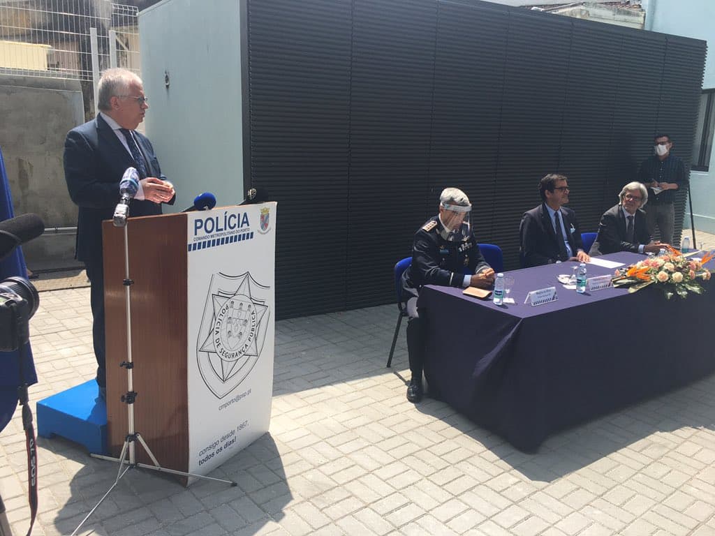 Ministro da Administração Interna, Eduardo Cabrita, na cerimónia de inauguração da esquadra da PSP de Cedofeita, Porto, 2 junho 2020
