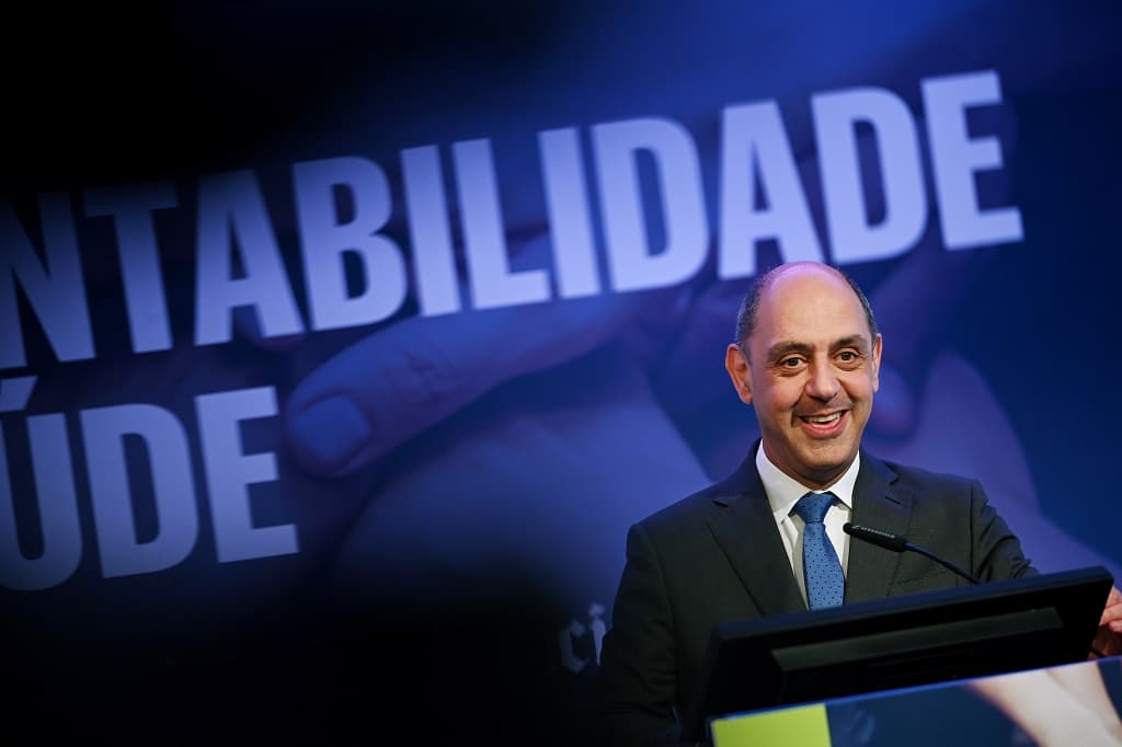 Ministro da Saúde, Manuel Pizarro, na cerimónia de apresentação do estudo «Ãndice de Saúde Sustentável», Lisboa, 18 abril 2023 (Foto: Rita Chantre/Global Imagens)
