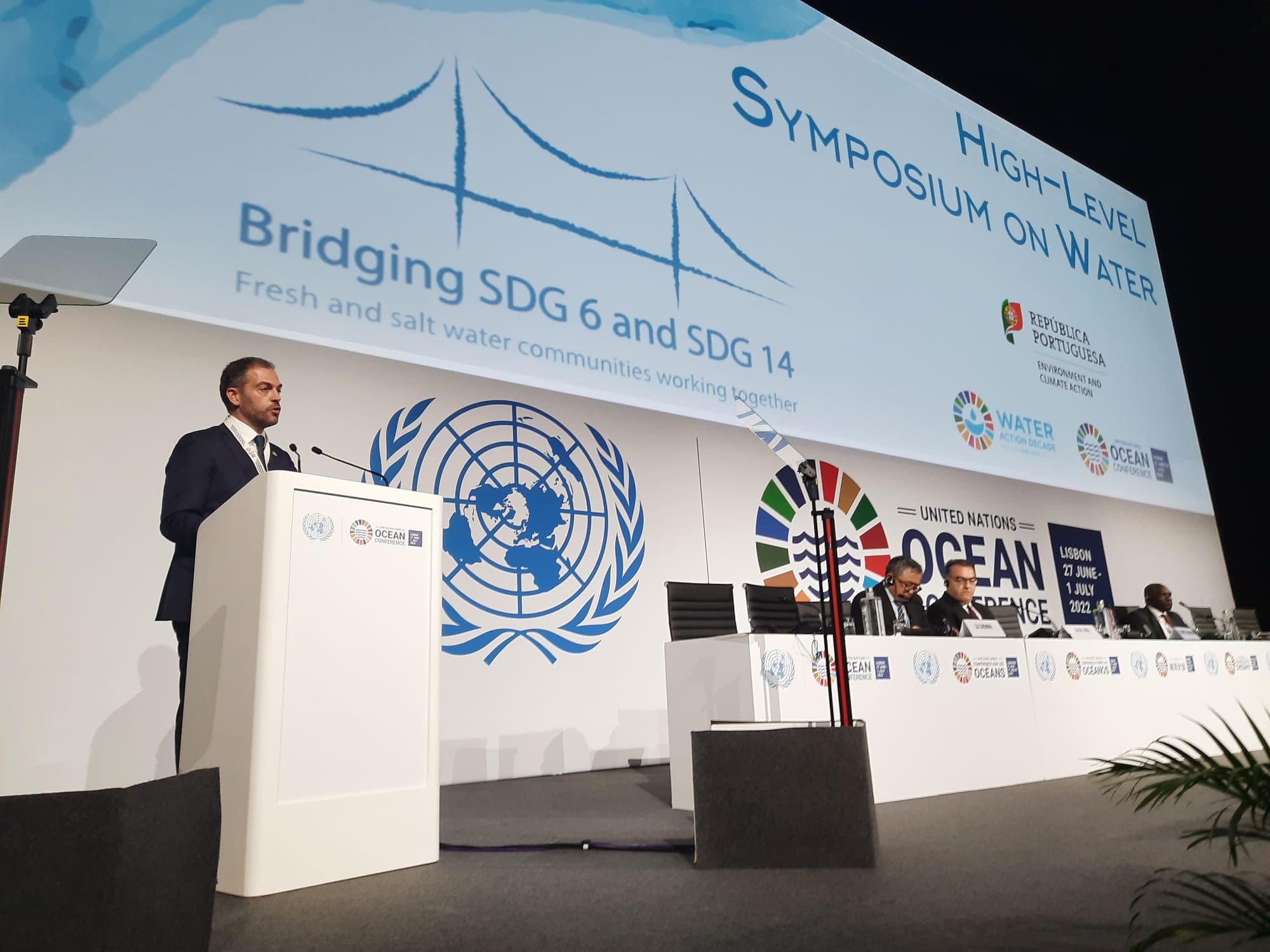 Ministro do Ambiente e da Ação Climática, Duarte Cordeiro, no simpósio de alto nível sobre a Água da Conferência dos Oceanos, Lisboa, 27 junho 2022