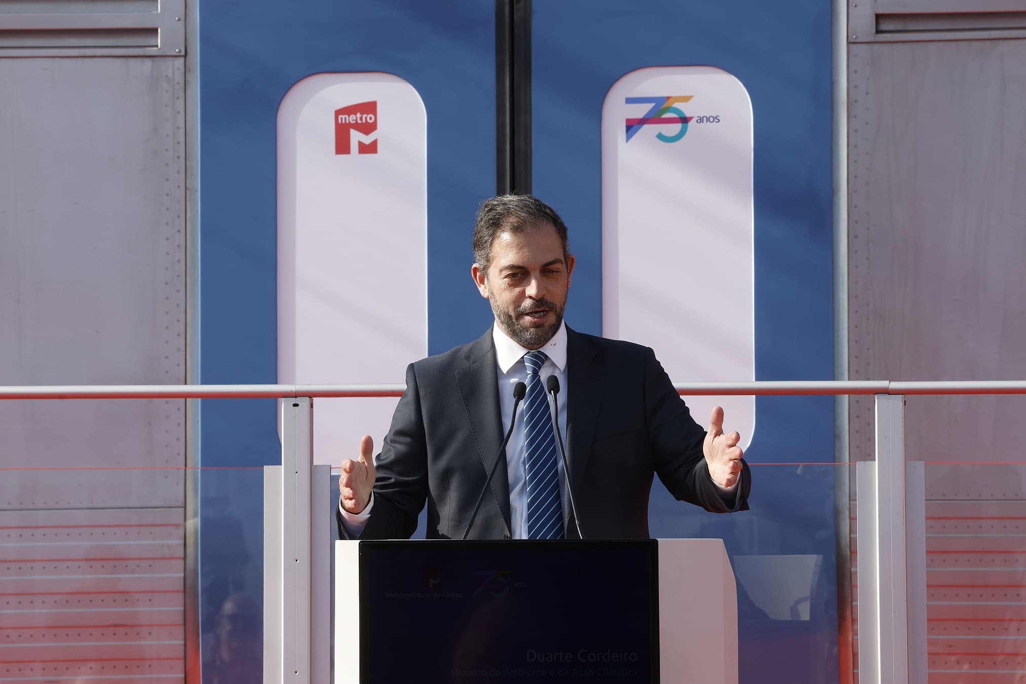 Ministro do Ambiente e da Ação Climática, Duarte Cordeiro, interveio na cerimónia dos 75 anos do Metropolitano de Lisboa e do lançamento da extensão da linha Vermelha, Lisboa, 27 janeiro 2023 (foto: António Pedro Santos/ Lusa)