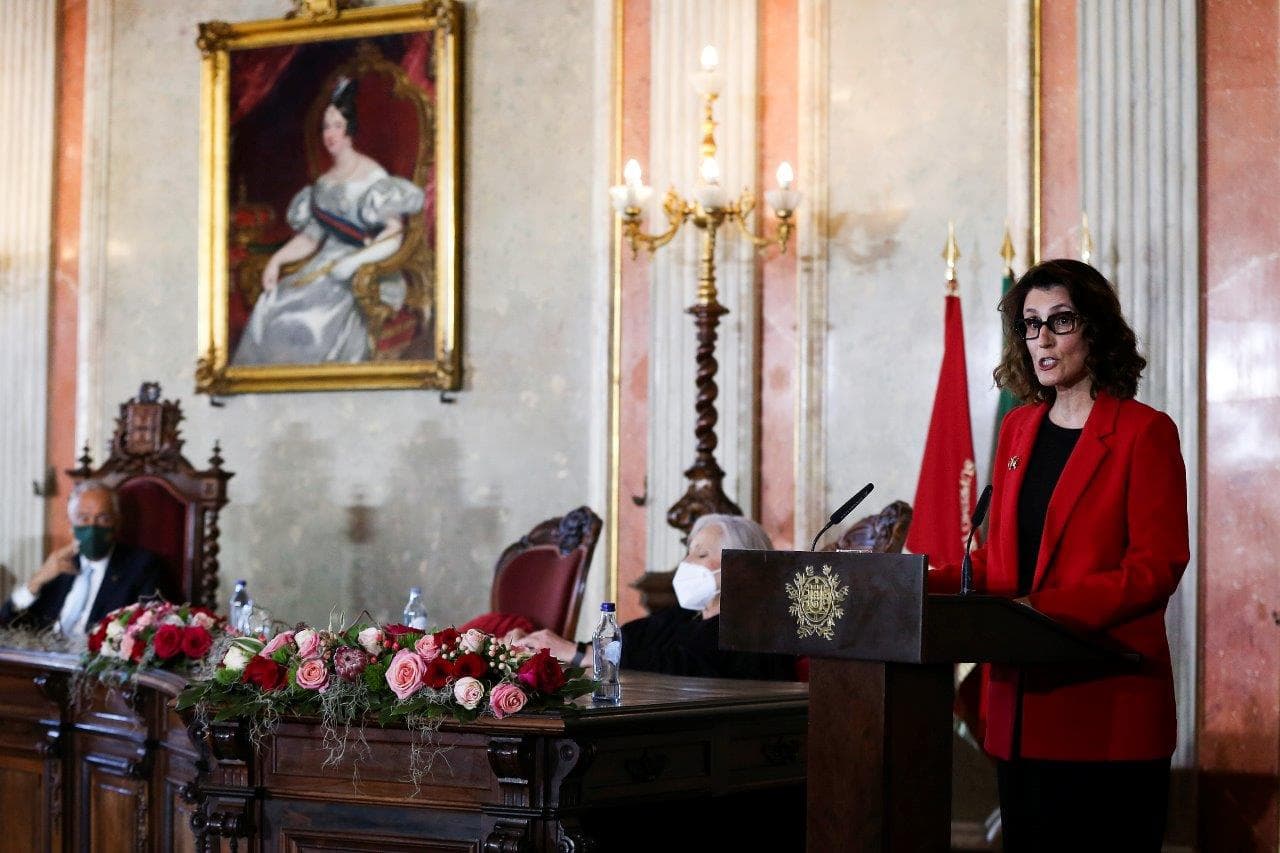 Ministra da Justiça, Catarina Sarmento e Castro, discursa na cerimónia de abertura do Ano Judicial, Supremo Tribunal de Justiça, Lisboa, 20 abril 2022 (Foto: Manuel de Almeida/Lusa)