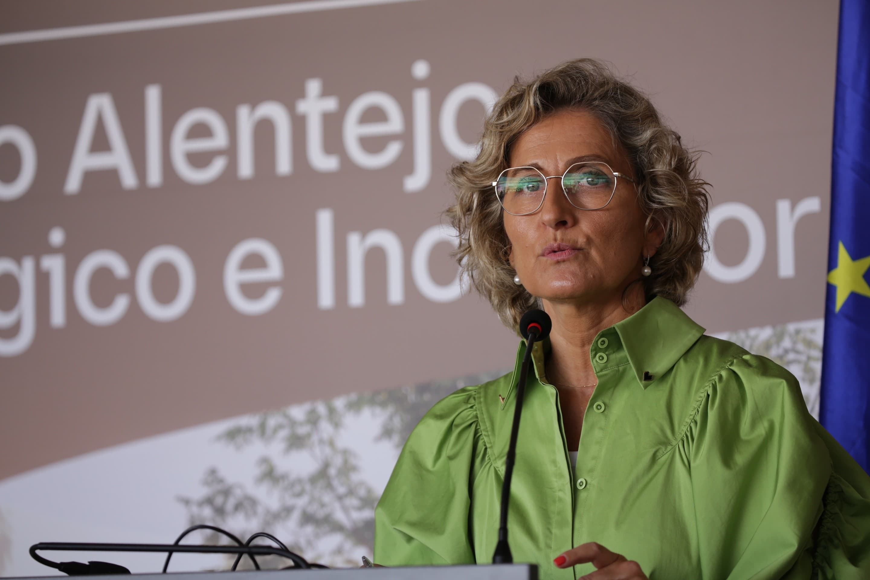 Ministra da Coesão Territorial, Ana Abrunhosa, intervém na inauguração do novo edifício do Parque do Alentejo de Ciência e Tecnologia, Évora, 9 maio 202 (foto: João Bica)