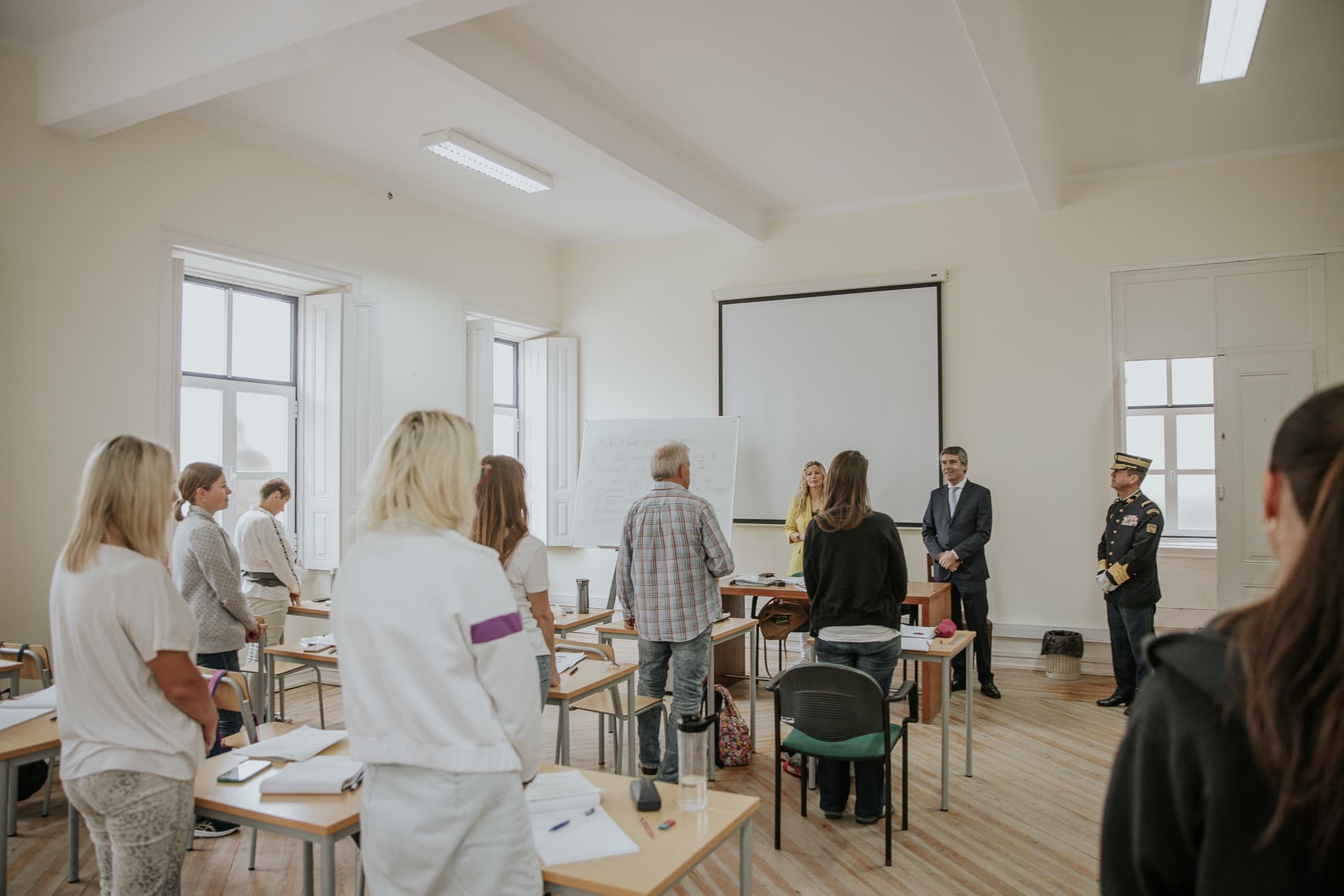 Ministro da Administração Interna, José Luís Carneiro, visitou uma aula de português para refugiados ucranianos organizada pelo IEFP e que tem o apoio da GNR, Figueira da Foz, 23 junho 2022