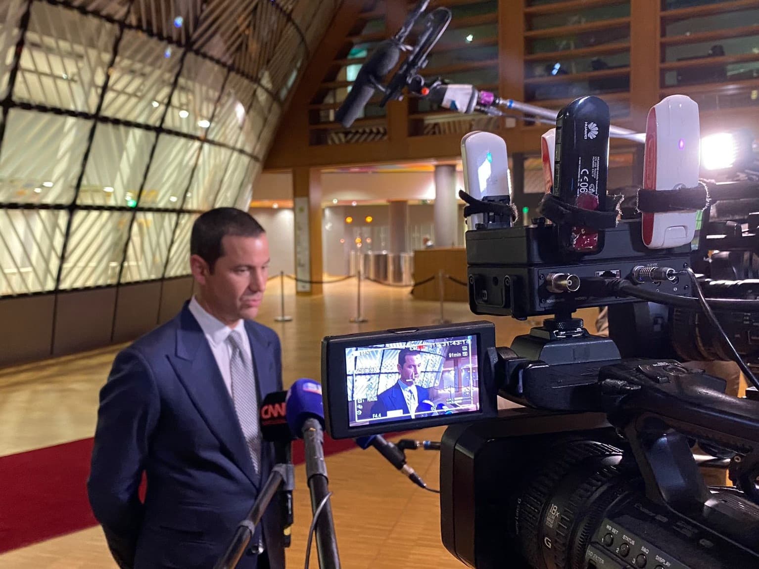 Secretário de Estado do Ambiente e da Energia, João Galamba, no final do Conselho de Ministros da Energia da União Europeia , Bruxelas, 19 dezembro 2022