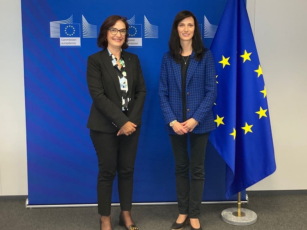 Ministra da Ciência, Tecnologia e Ensino Superior, Elvira Fortunato, com Comissária Europeia para a Inovação, Investigação, Cultura, Educação e Juventude, Mariya Gabriel, Bruxelas, 20 setembro 2022