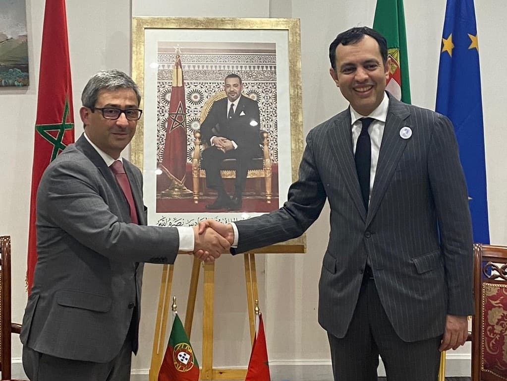 Secretário de Estado do Trabalho, Miguel Fontes, com Ministro Younes Sekkouri, Marraquexe, Marrocos, 19 maio 2022