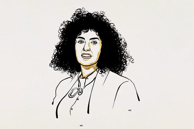Ativista iraniana Narges Mohammadi foi distinguida com o Prémio Nobel da Paz. Ilustração: Niklas Elmehed © Nobel Prize Outreach