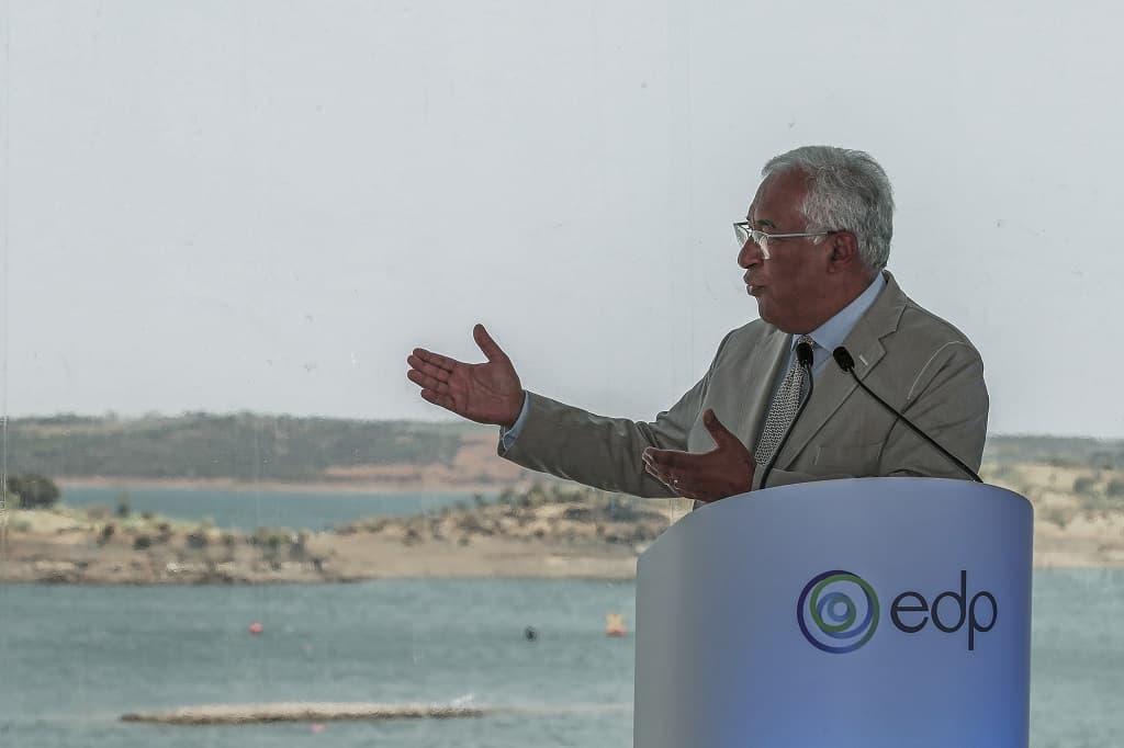 Primeiro-Ministro, António Costa, na cerimónia de Inauguração da Central Solar Fotovoltaica Flutuante do Alqueva, Portel, 15 julho 2022 (Foto: Nuno Veiga/Lusa)