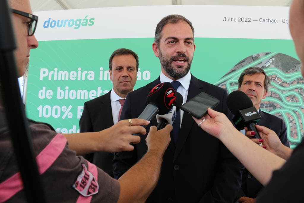Ministro do Ambiente e da Ação Climática, Duarte Cordeiro, na primeira injeção de biometano produzido a partir de resíduos orgânicos na rede de gás natural, Mirandela, 19 julho 2022