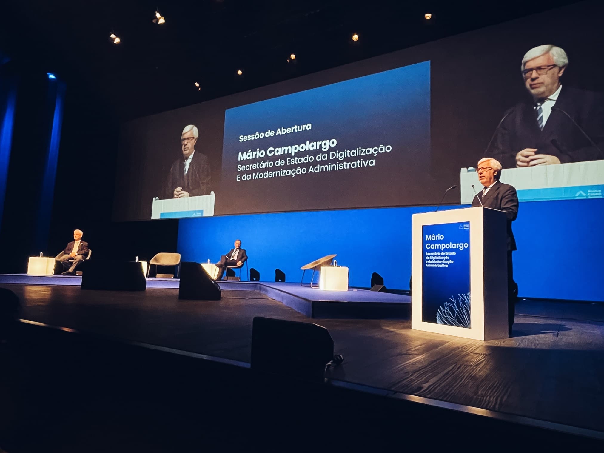 Secretário de Estado da Digitalização e Modernização Administrativa, Mário Campolargo, na sessão de abertura do Startup Capital Summit 2022, Coimbra, 11 maio 2022