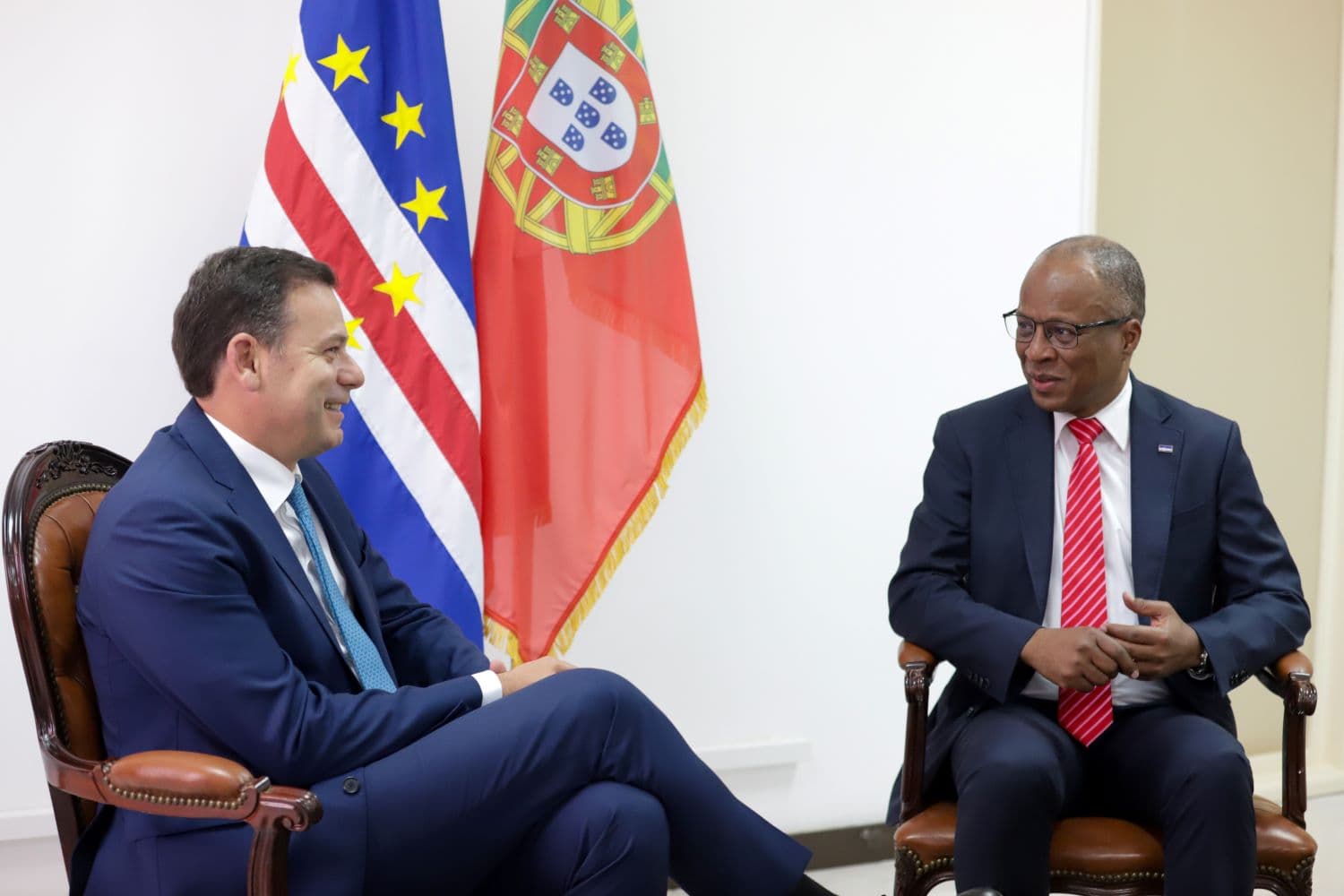 Primeiro-Ministro, Luís Montenegro, reuniu com o seu homólogo cabo-verdiano, Ulisses Correia e Silva. 20 de abril de 2024. (Foto: Lusa/Elton Monteiro)