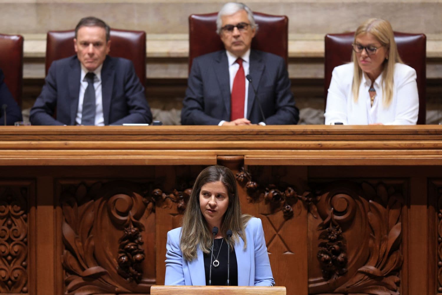 Ministra da Juventude e Modernização, Margarida Balseiro Lopes, no debate parlamentar sobre o Programa do Governo. Lisboa, 12 de abril de 2024. (Foto: Lusa/António Cotrim)