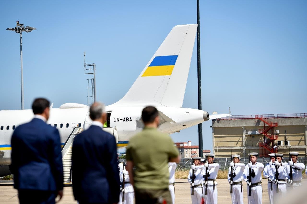 Primeiro-Ministro Luís Montenegro, Presidente da República Marcelo Rebelo de Sousa e Presidente da República da Ucrânia Volodymyr Zelensky, Lisboa, 28 maio 2024 (foto: Gonçalo Borges Dias/GPM)