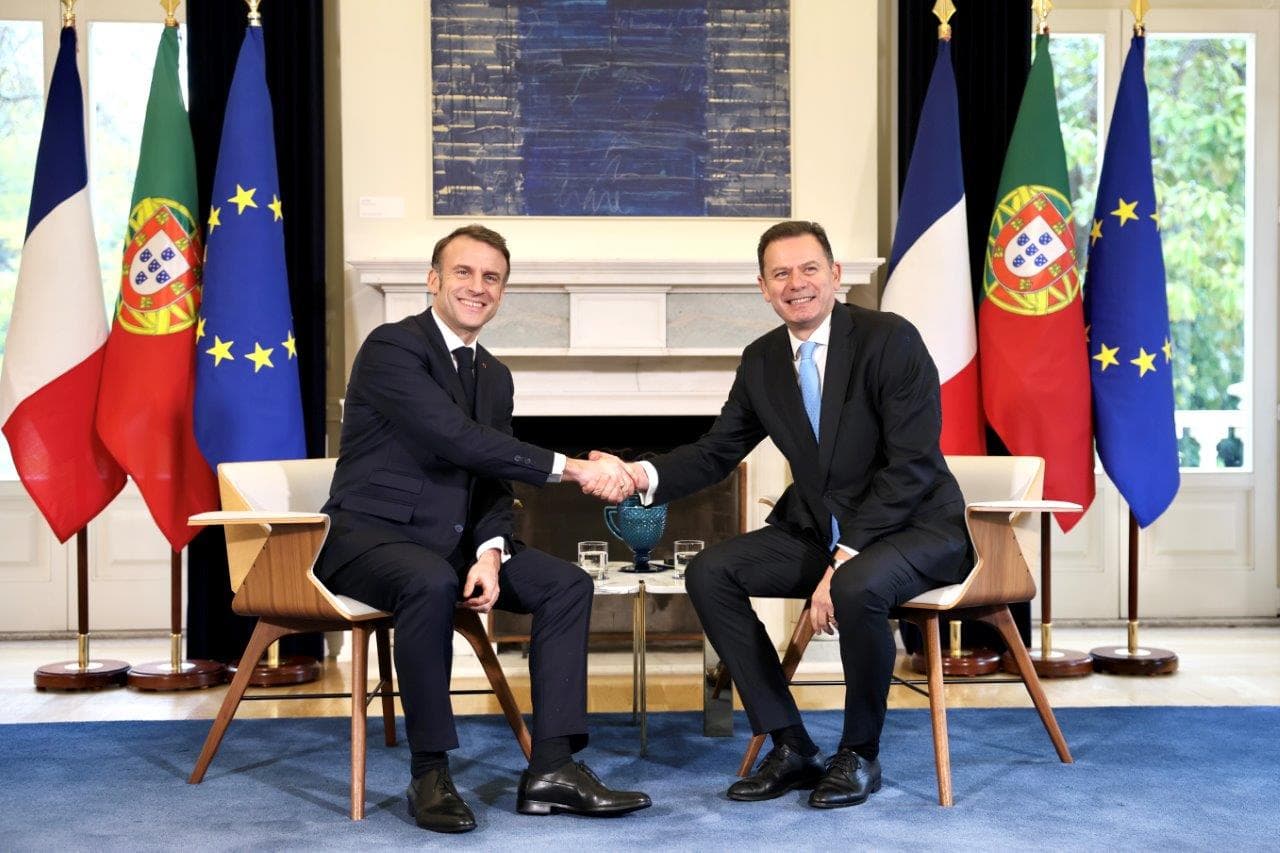 Primeiro-Ministro Luís Montenegro recebe o Presidente da República francesa, Emmanuel Macron, Lisboa, 27 fevereiro 2025 (foto: Diana Quintela)