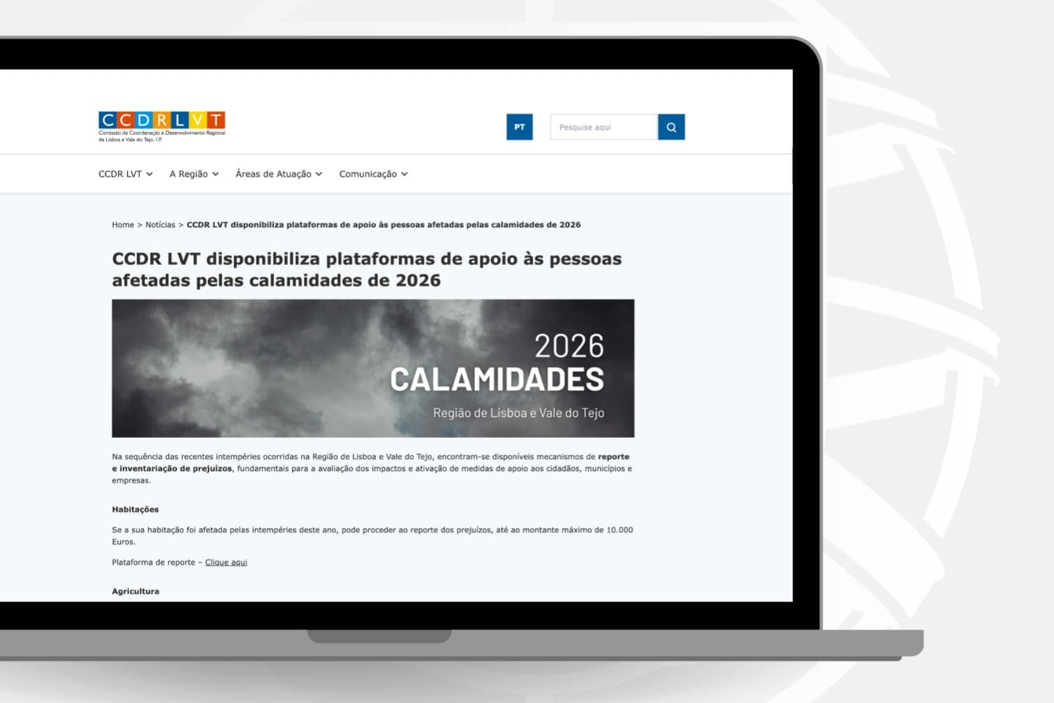 Plataforma para reporte de prejuízos da tempestade