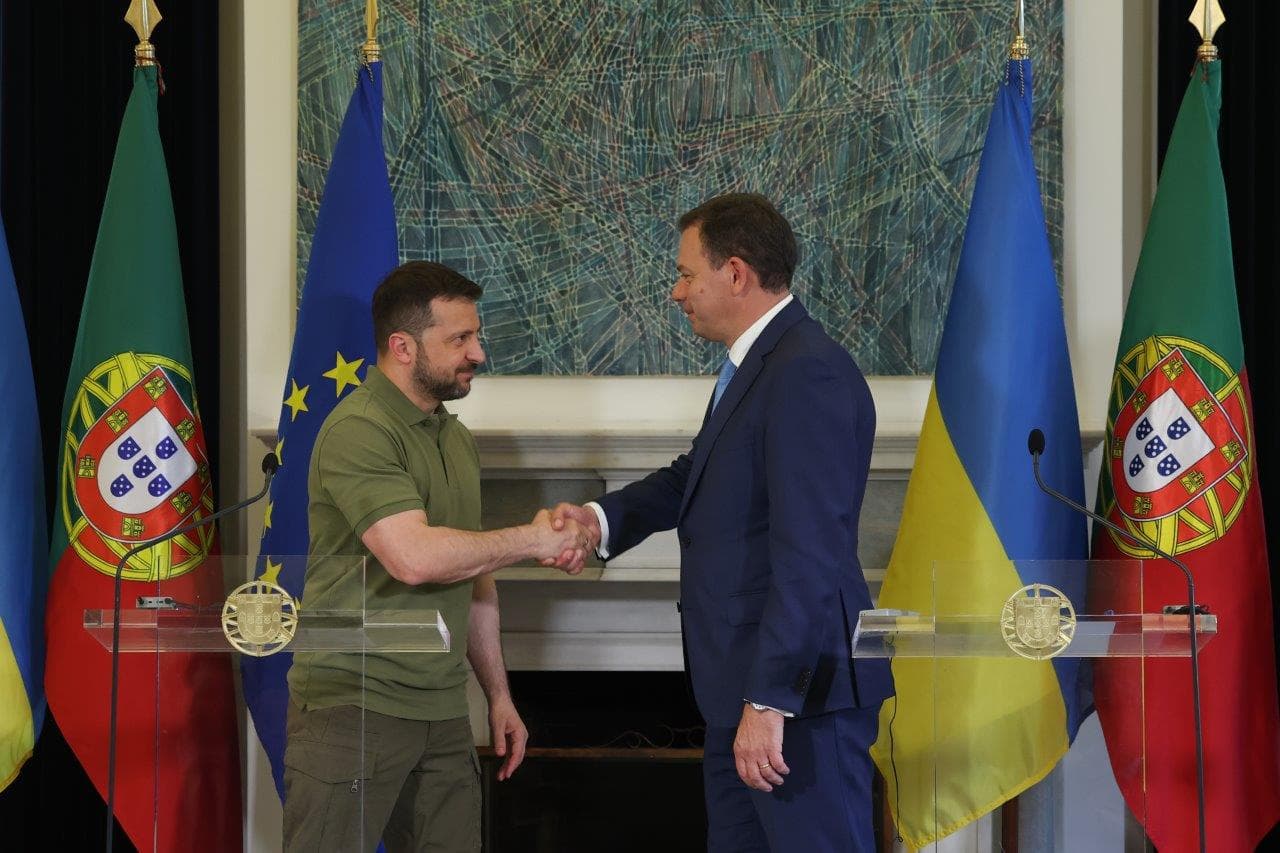 Primeiro-Ministro Luís Montenegro com o Presidenta da Ucrânia, Volodymyr Zelensky, durante a sua visita a Portugal, Lisboa, 28 maio 2024