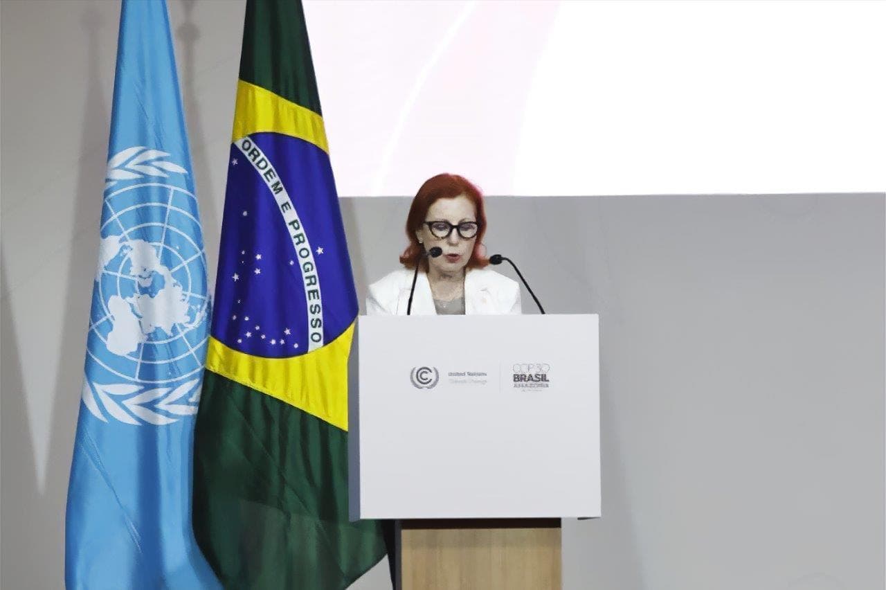 Ministra do Ambiente e Energia, Maria da Graça Carvalho, discursa no Plenário ministerial da COP30, em Belém do Pará, Brasil, 17 novembro 2025