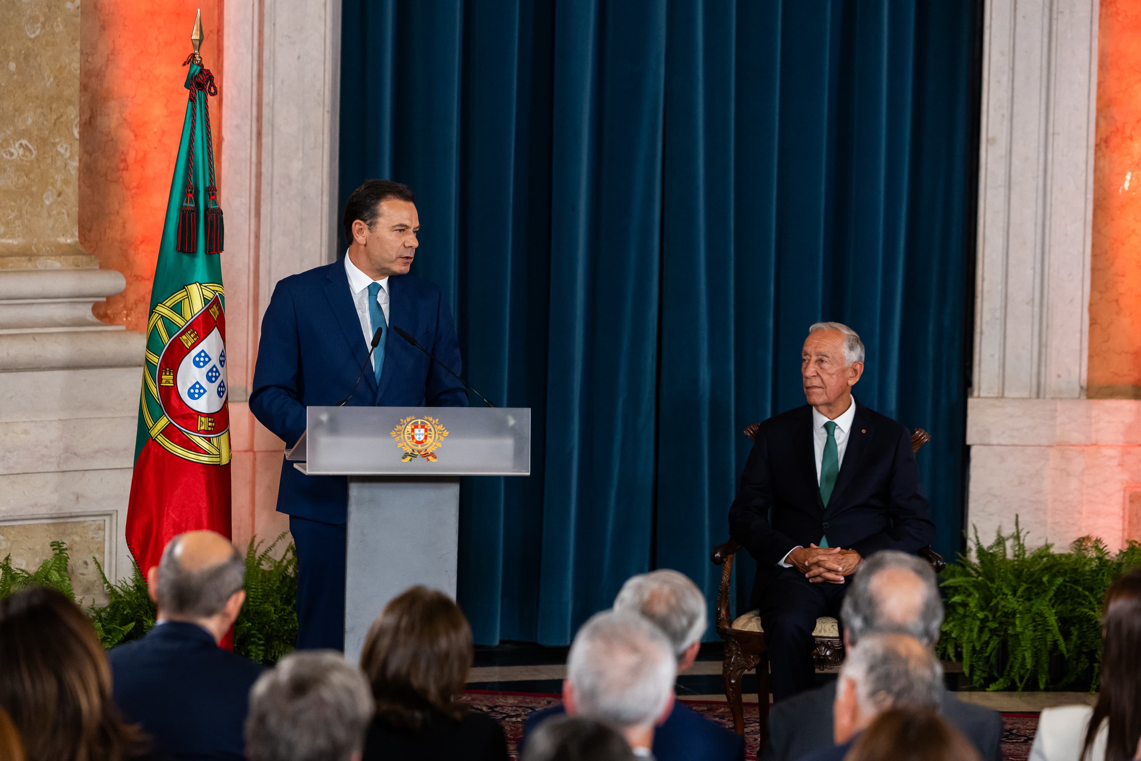 Primeiro-Ministro Luís Montenegro no discurso de tomada de posse do seu segundo Governo, Lisboa, 5 junho 2025 (Mariana Branco/Portal do Governo)
