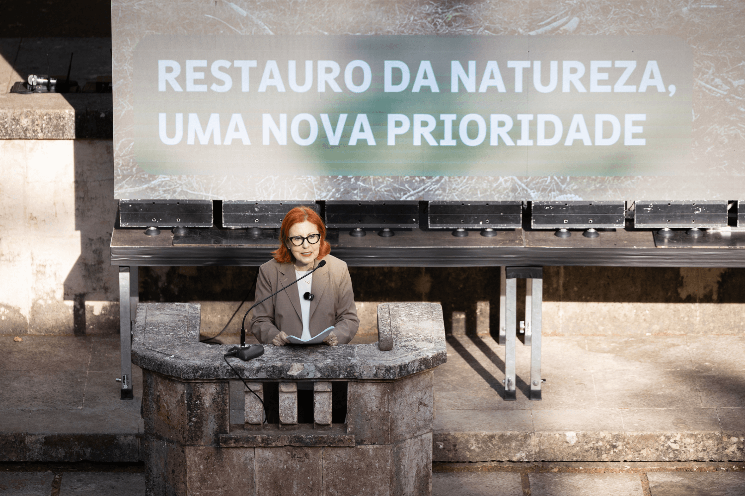 Ministra do Ambiente e Energia, Maria da Graça Carvalho, na apresentação do Plano Nacional de Restauro da Natureza, Lisboa, 2 de junho de 2026 (Sara Matos/MAEN)