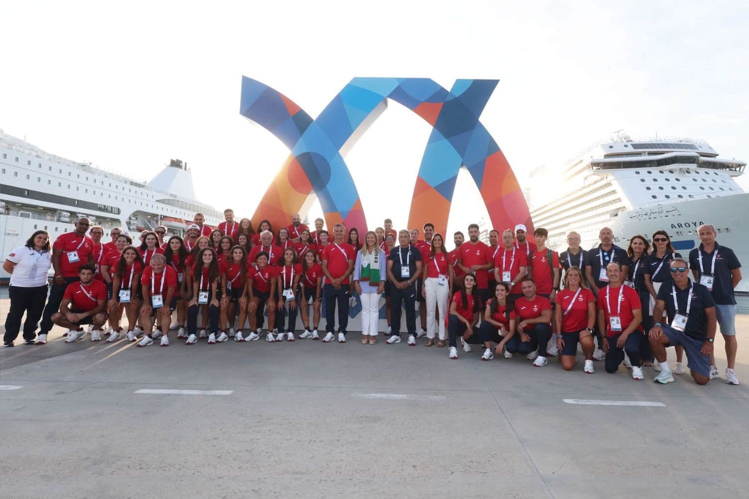 Ministra da Cultura, Juventude e Desporto, Margarida Balseiro Lopes, presente nos Jogos do Mediterrâneo Taranto 2026, em Itália, em 19 de agosto de 2026 (Comité Olímpico de Portugal)