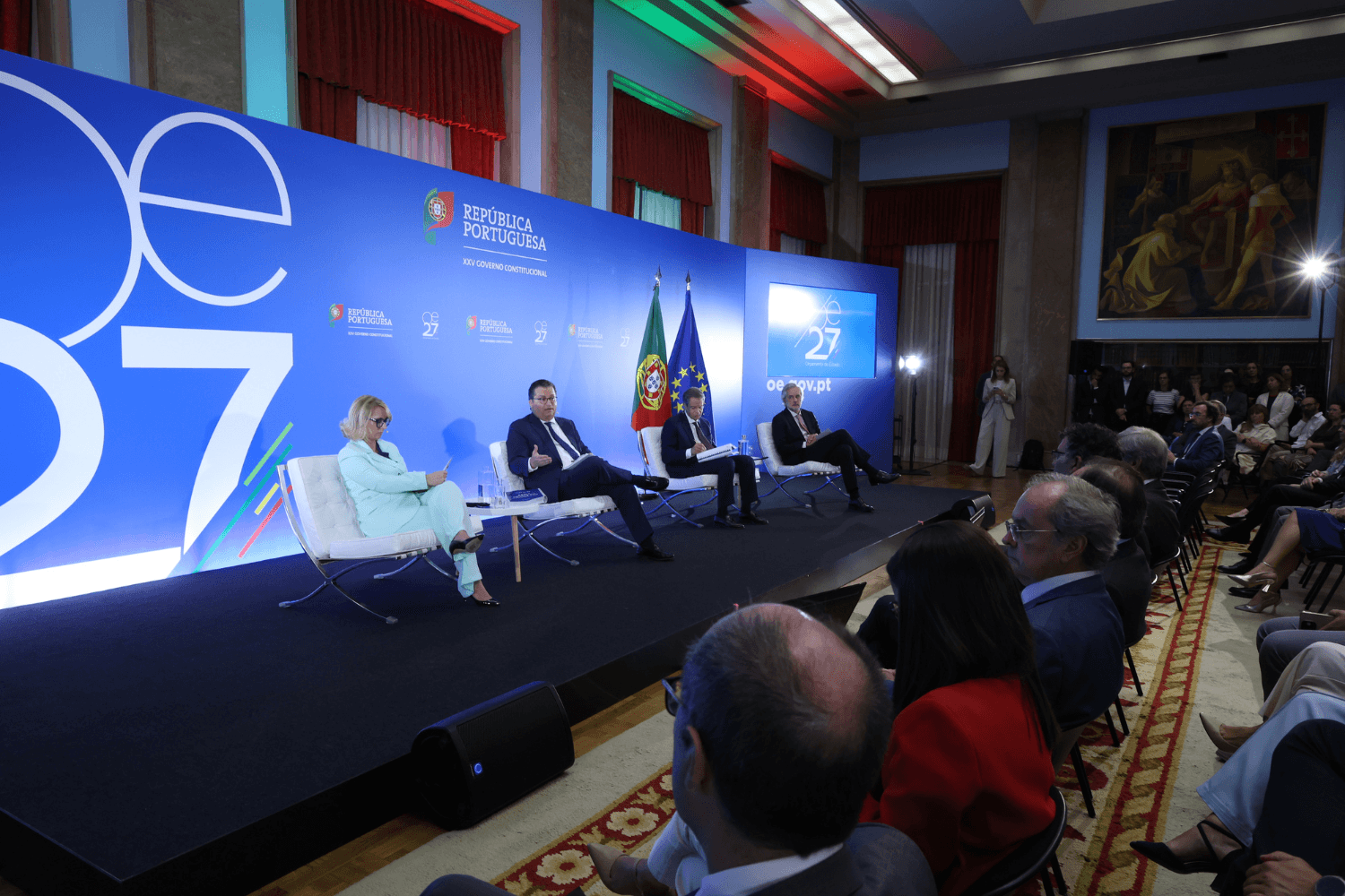 Ministro de Estado e das Finanças, Miranda Sarmento, na apresentação do Orçamento do Estado 2027, Lisboa, 8 de outubro de 2026 (João Bica/SGGov)