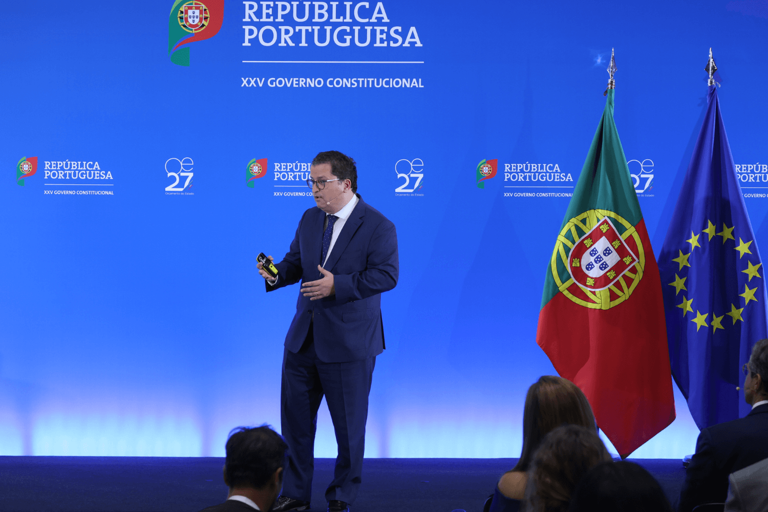 O Ministro de Estado e das Finanças, Joaquim Miranda Sarmento, durante a apresentação da proposta de Orçamento do Estado para 2027