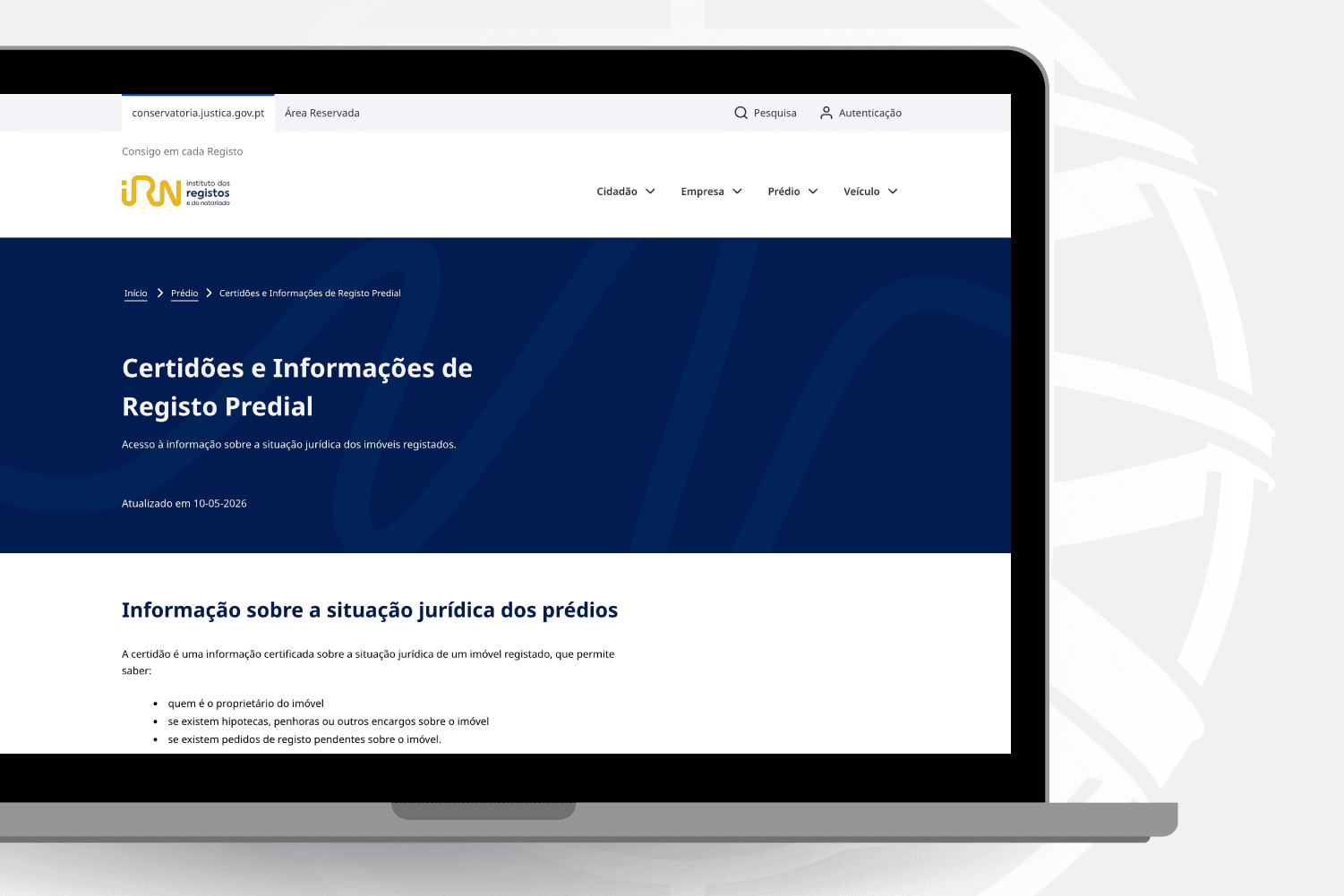 Portal "Certidões e Informações de Registo Predial" (IRN)