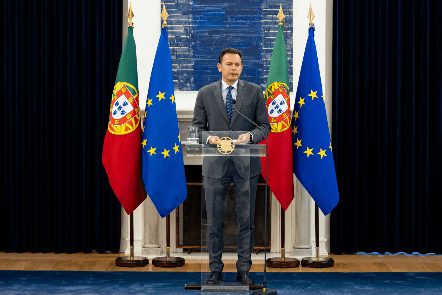 Prime Minister Luís Montenegro giving a statement to the press at the end of the Council of Ministers meeting, Lisbon, 3 June 2026, (Mariana Branco)