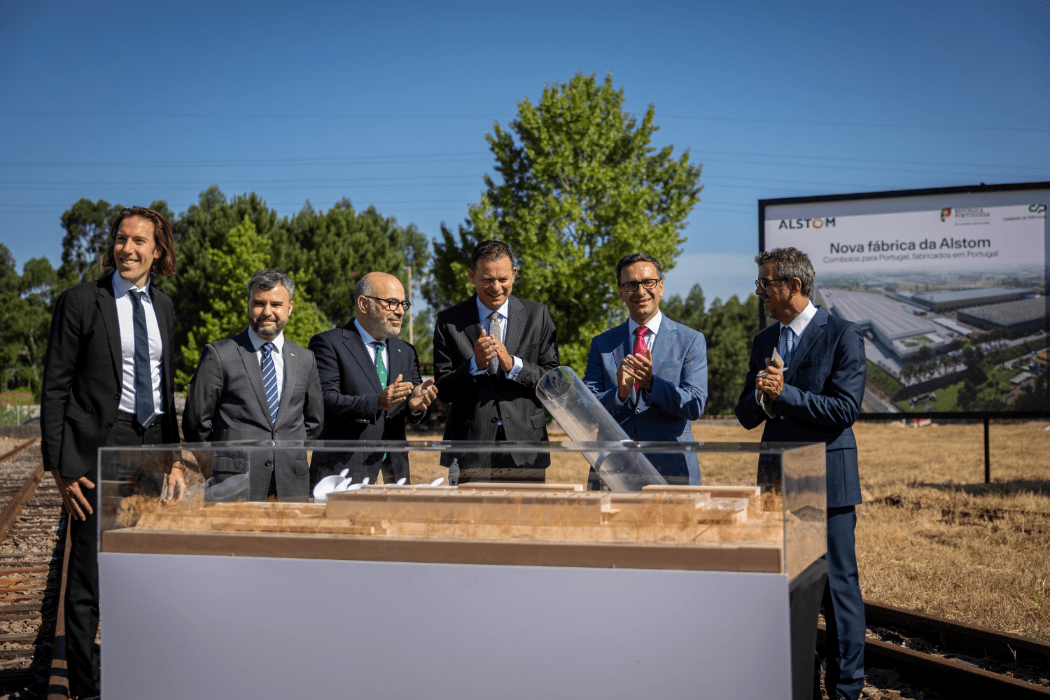 Cerimónia de lançamento da futura fábrica da Alstom, que decorreu no dia 30 de junho, no Parque Oficinal de Guifões, em Matosinhos. (SG Gov, Maria Costa Lopes)