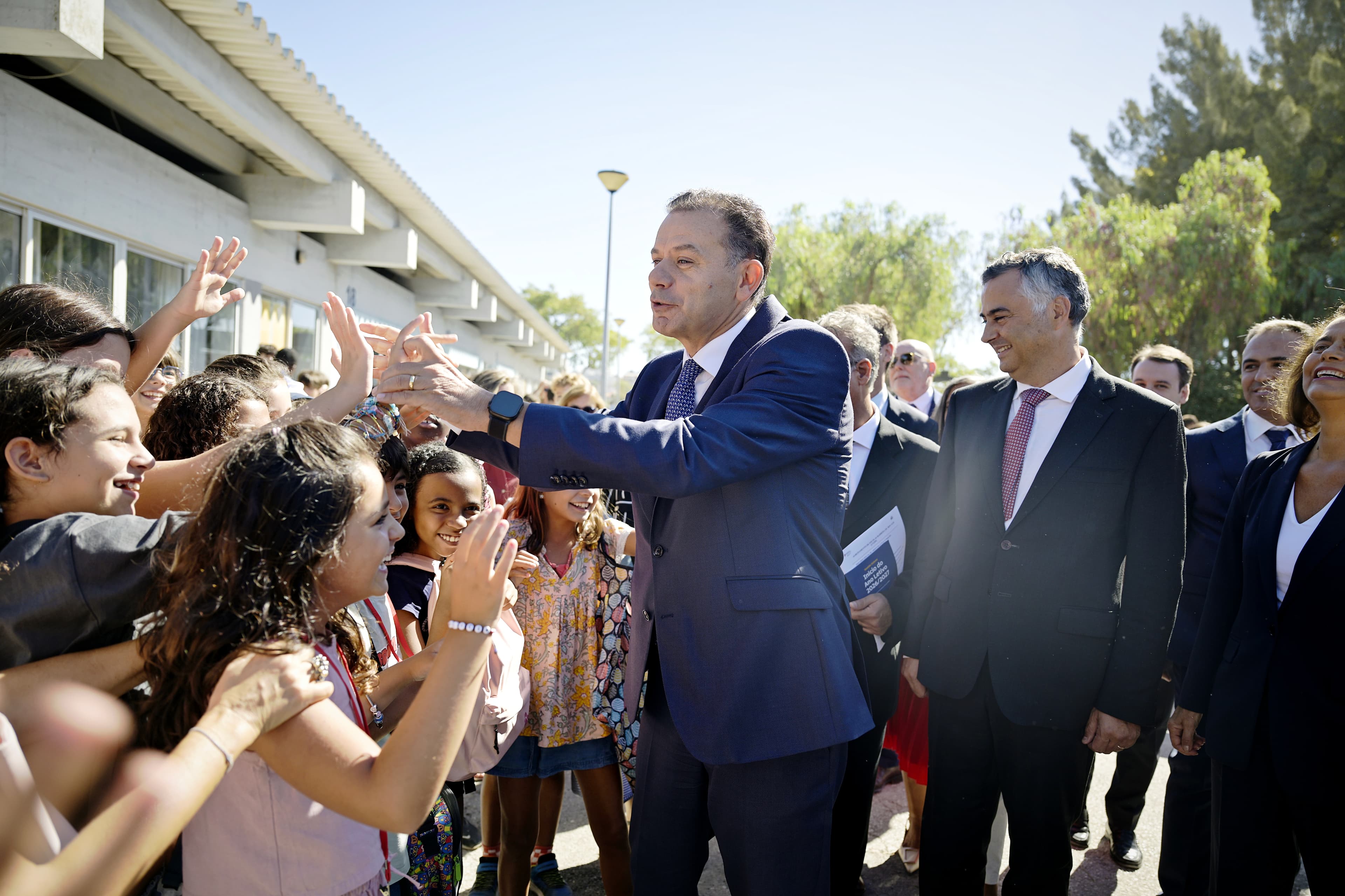 Primeiro-Ministro, Luís Montenegro, na sessão solene do início do ano letivo 2026/2027 do Ensino Básico, no Centro Escolar du Bocage, Setúbal, 11 setembro 2026 (Gonçalo Borges Dias/GPM)