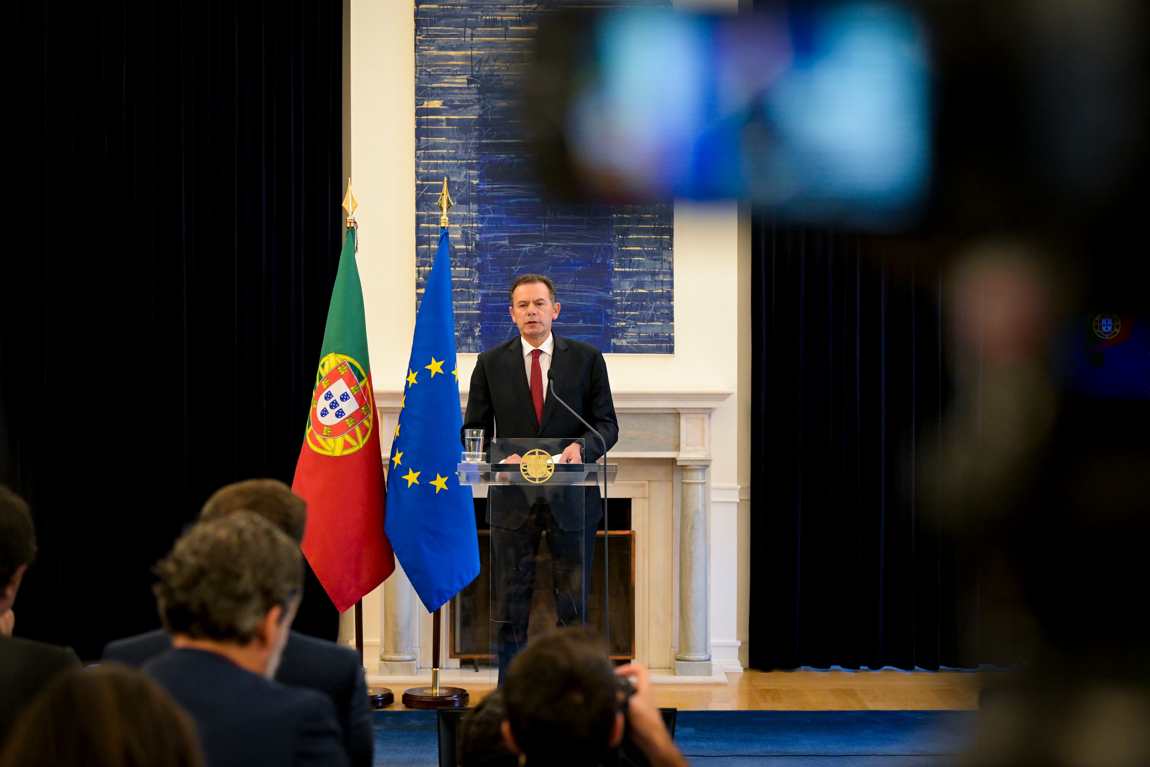 Primeiro-Ministro, Luís Montenegro, na conferência de imprensa após Conselho de Ministros, Lisboa, 14 outubro 2026 (Gonçalo Borges Dias/GPM)