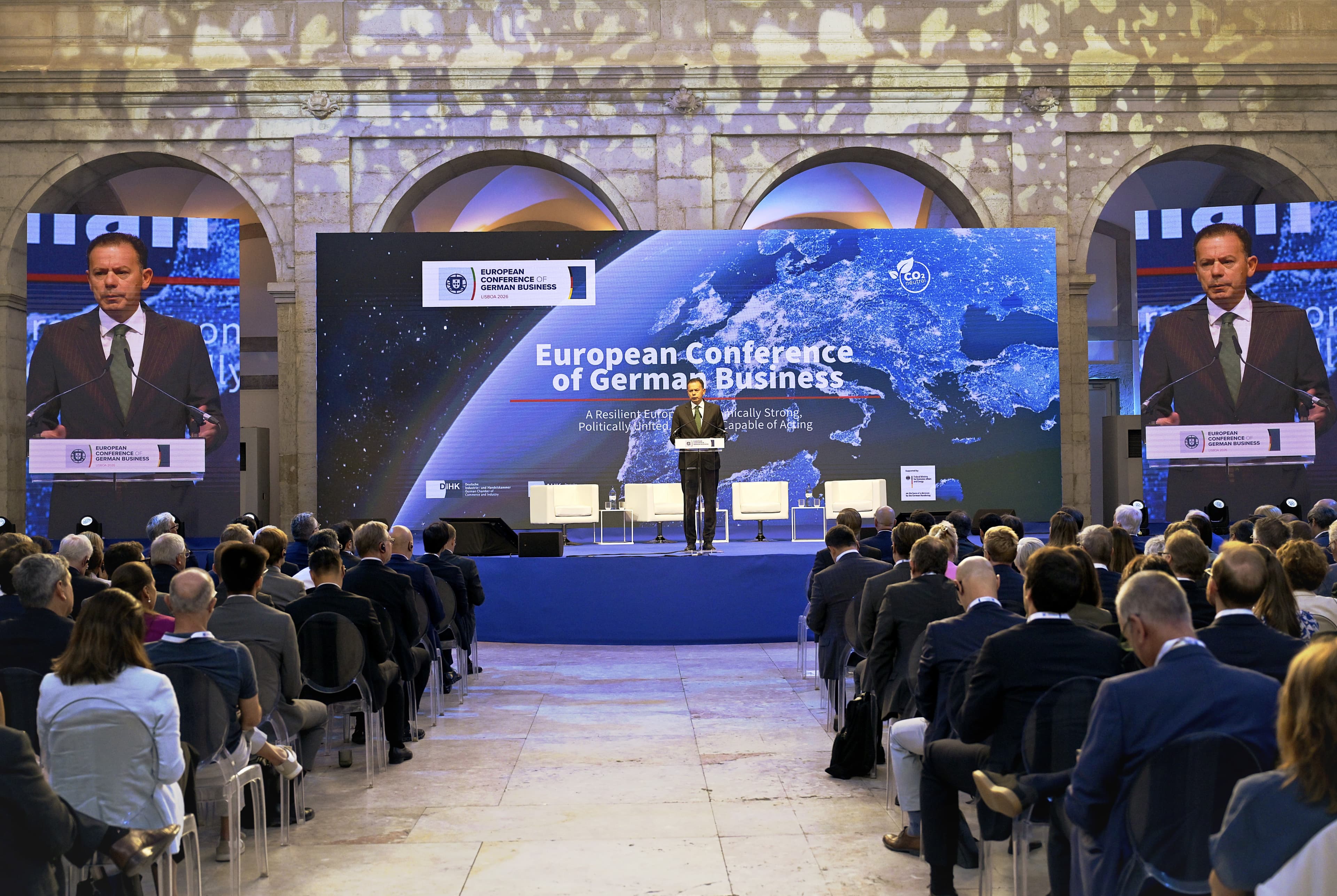 Primeiro-Ministro, Luís Montenegro, na abertura da Conferência Europeia da Economia Alemã 2026. Lisboa, 17 de setembro