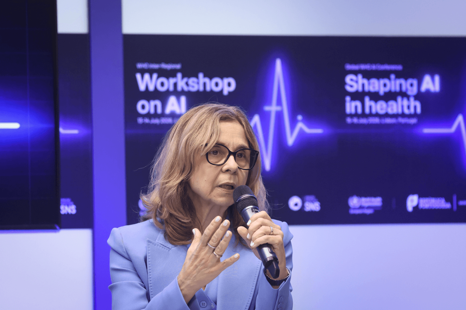 Minister of Health Ana Paula Martins attends the World Health Organization Global Conference on Artificial Intelligence: "Shaping AI in Health", Unicorn Factory Lisbon, Beato Innovation District, Lisbon, Portugal, 15 July 2026 (ANTÓNIO PEDRO SANTOS/LUSA)